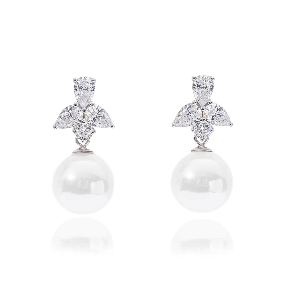 Aurabelle 925 sterling silver inlaid with 5A zircon earrings, pearl earrings, and additional silicone Bullet Ear Stoppers