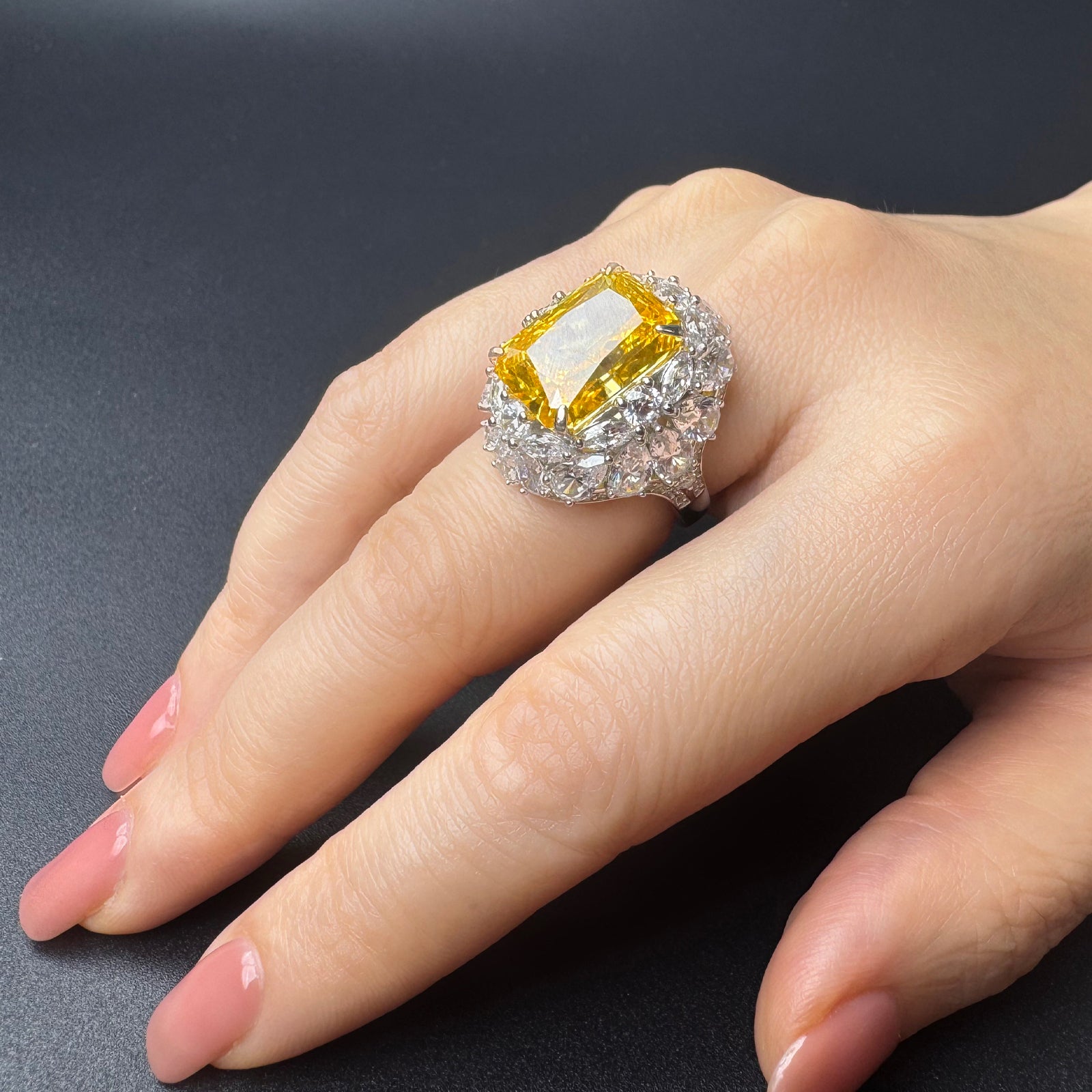AuraBelle 925 Silver Yellow Sapphire Ring