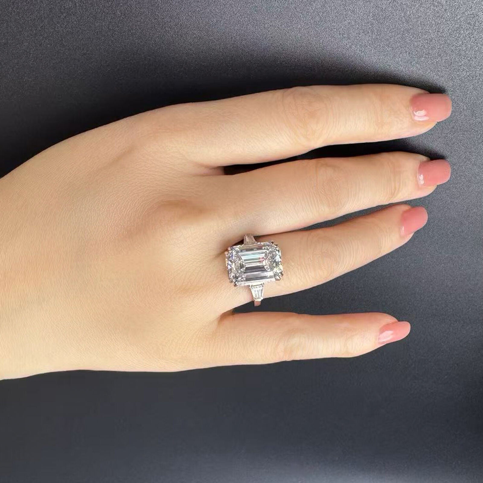 AuraBelle 925 Silver Zircon Large Square Diamond Ring