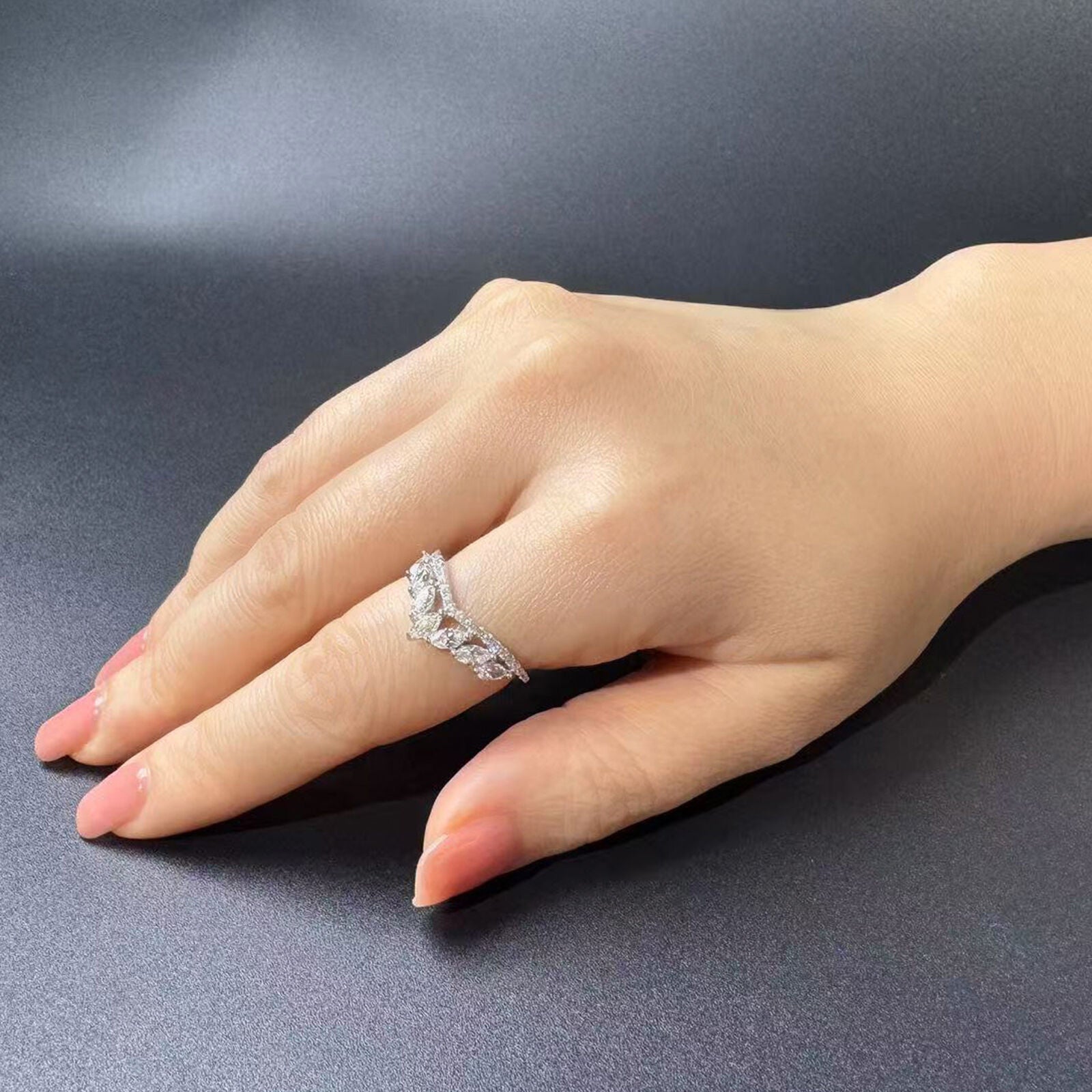 Aurabelle 925 sterling silver ring with 5A zircon, elf crown ring