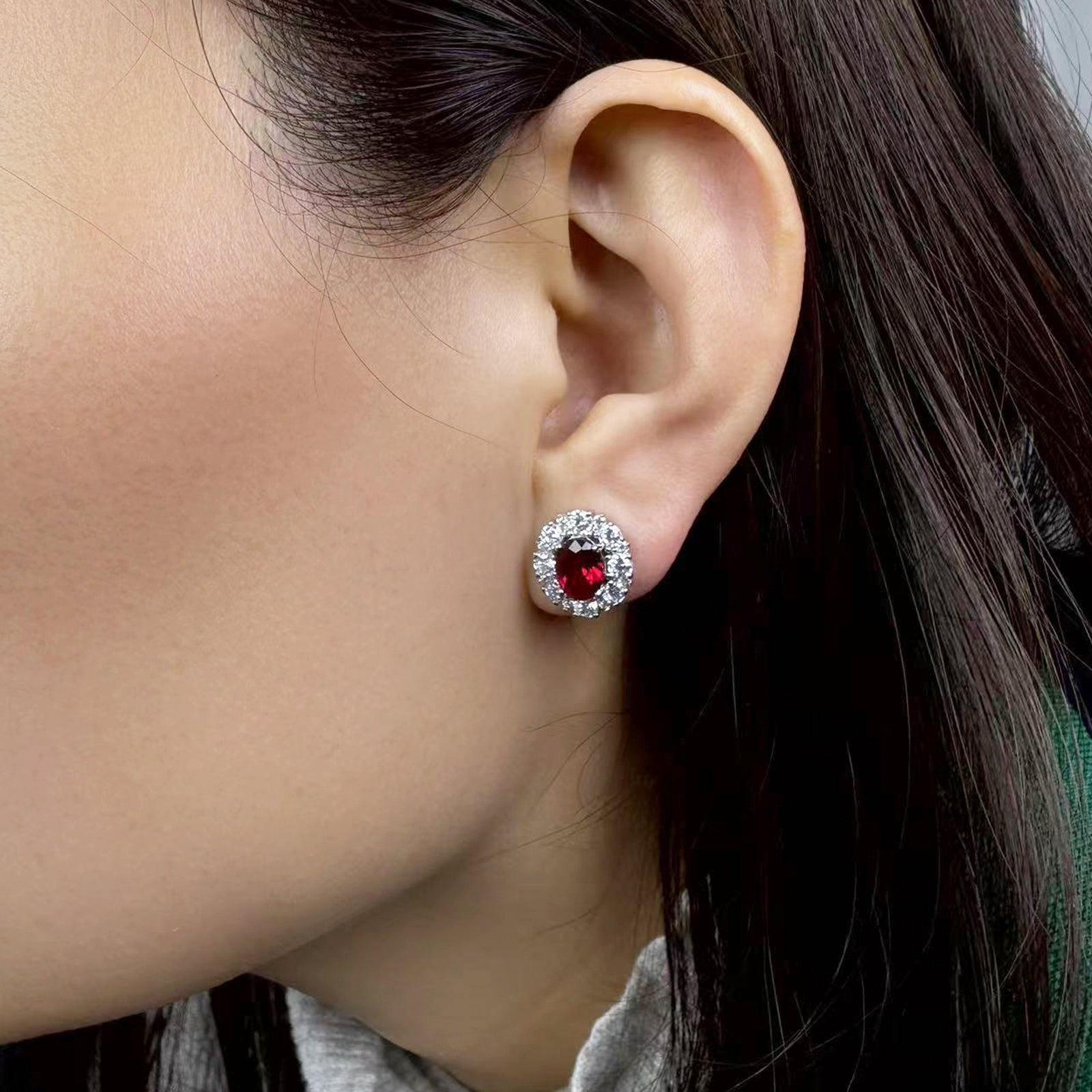 Aurabelle 925 sterling silver 5A zircon earrings, a pair, with free silicone Bullet Ear Stoppers