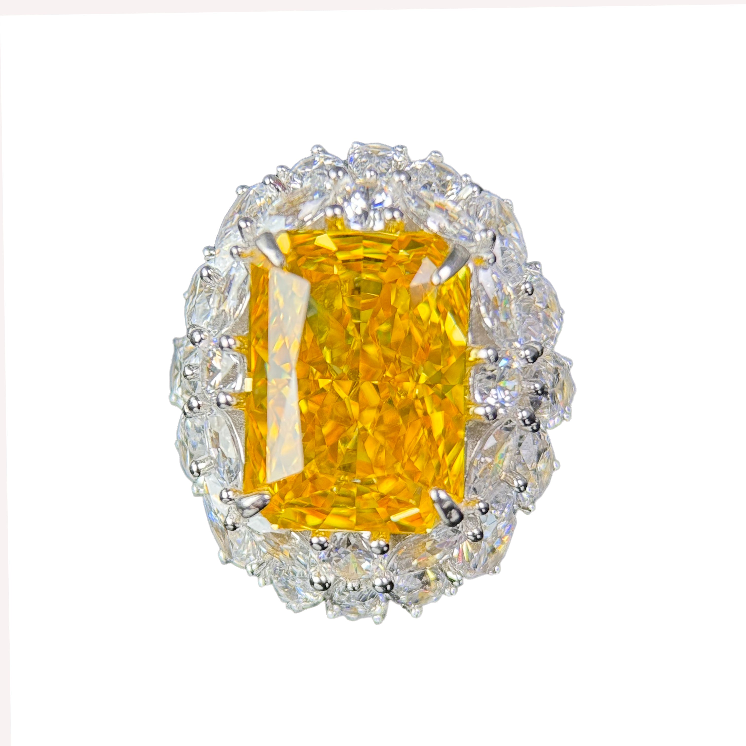 AuraBelle 925 Silver Yellow Sapphire Ring