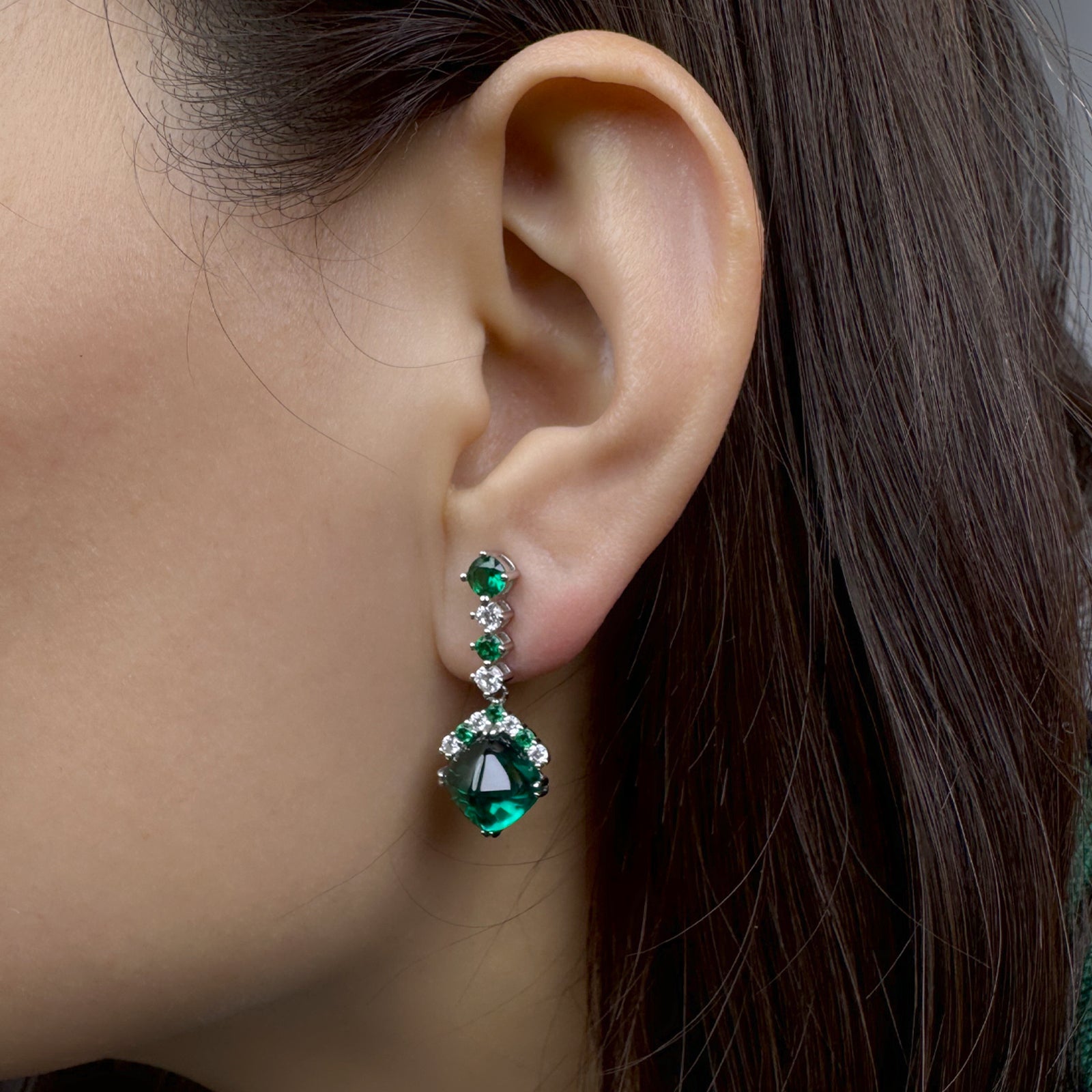 AuraBelle 925 silver green zircon earrings