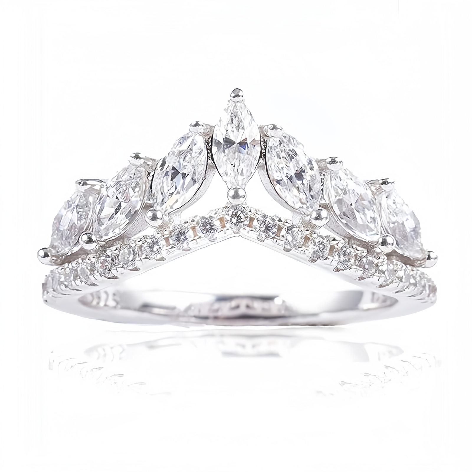 Aurabelle 925 sterling silver ring with 5A zircon, elf crown ring